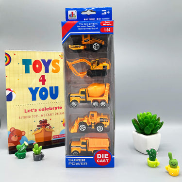 KIDS MINI METAL CONSTRUCTION CAR COLLECTION - 5 PCS